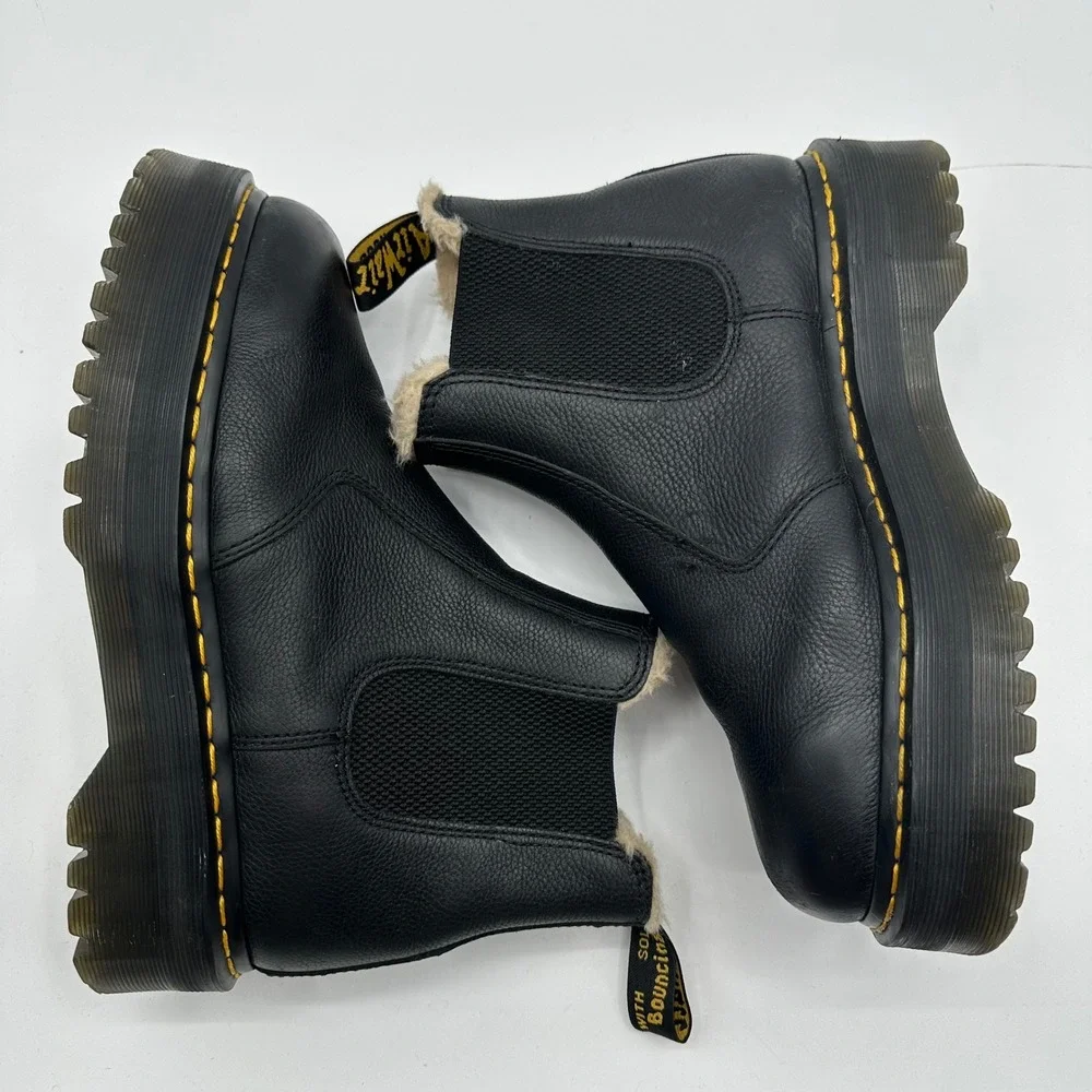 Dr. Martens Quad FL Leather Faux Fur Platform Chelsea Boots‎  Mens 10 Womens 11